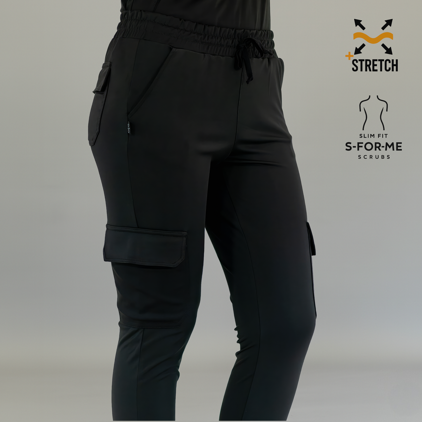 Pantalon Est. 910 Quirúrgico Dobladillo Negro Mujer Super Stretch, Scrubs 910