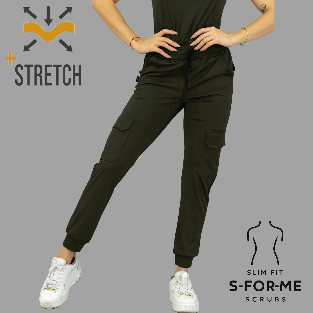Jogger Quirúrgico, Verde Olivo Mujer Super Stretch, Scrubs 910