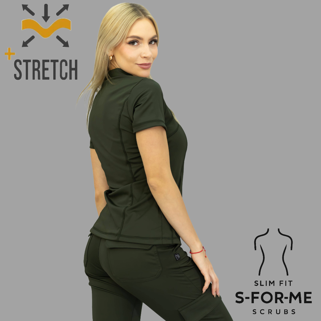 Filipina Quirúrgica 910 Verde Olivo Mujer, Super Stretch, Scrubs 910
