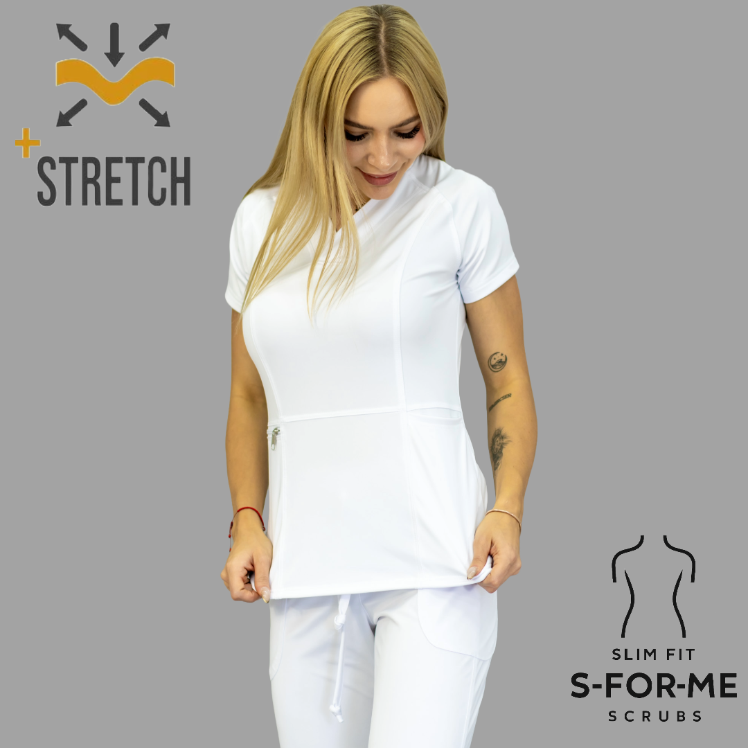 Filipina Quirurgica Mujer Slim Fit Blanca Super Stretch, Scrubs 902