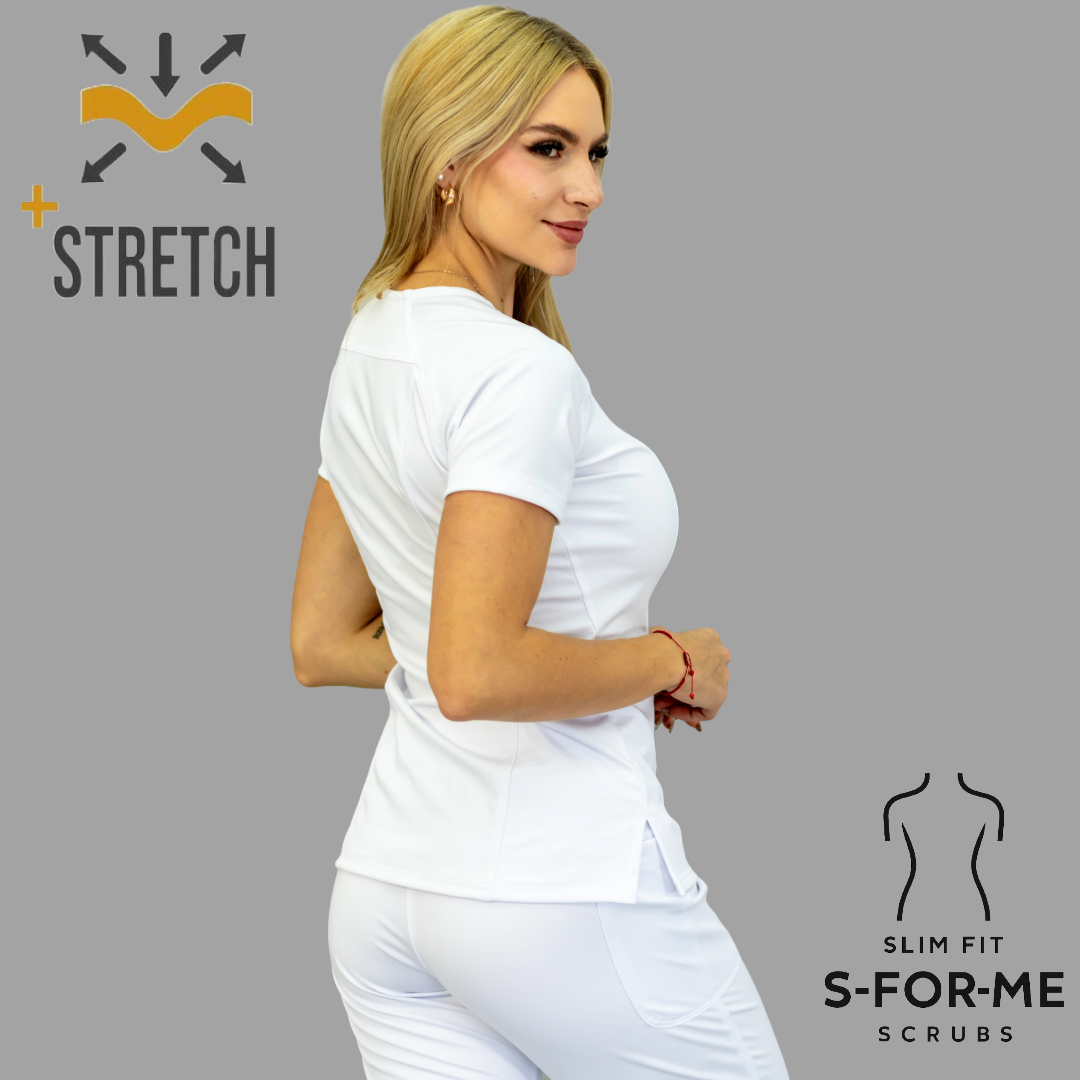 Filipina Quirurgica Mujer Slim Fit Blanca Super Stretch, Scrubs 902