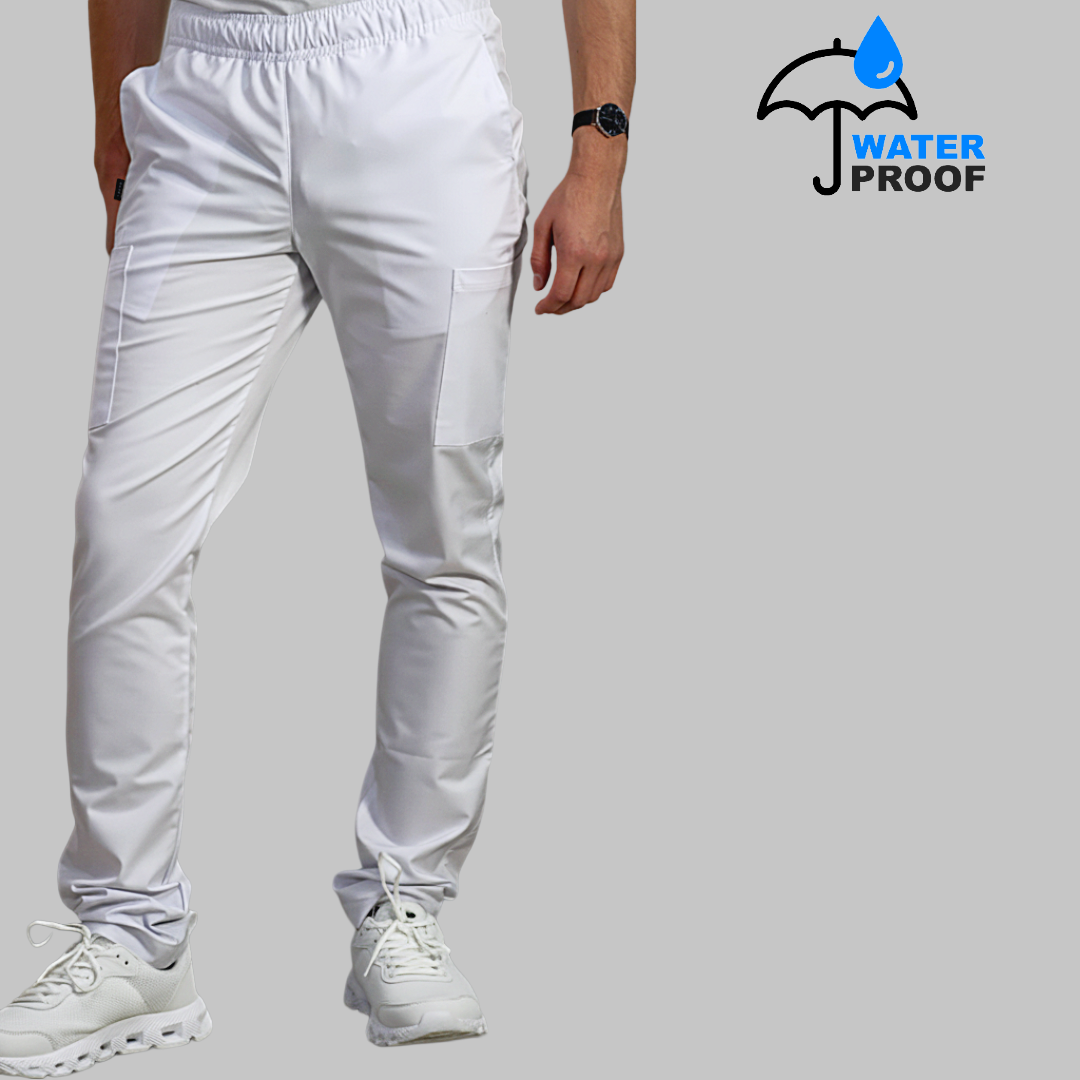 Pantalon Hombre Alviero Stretch Antifluido Blanco 5 bolsas