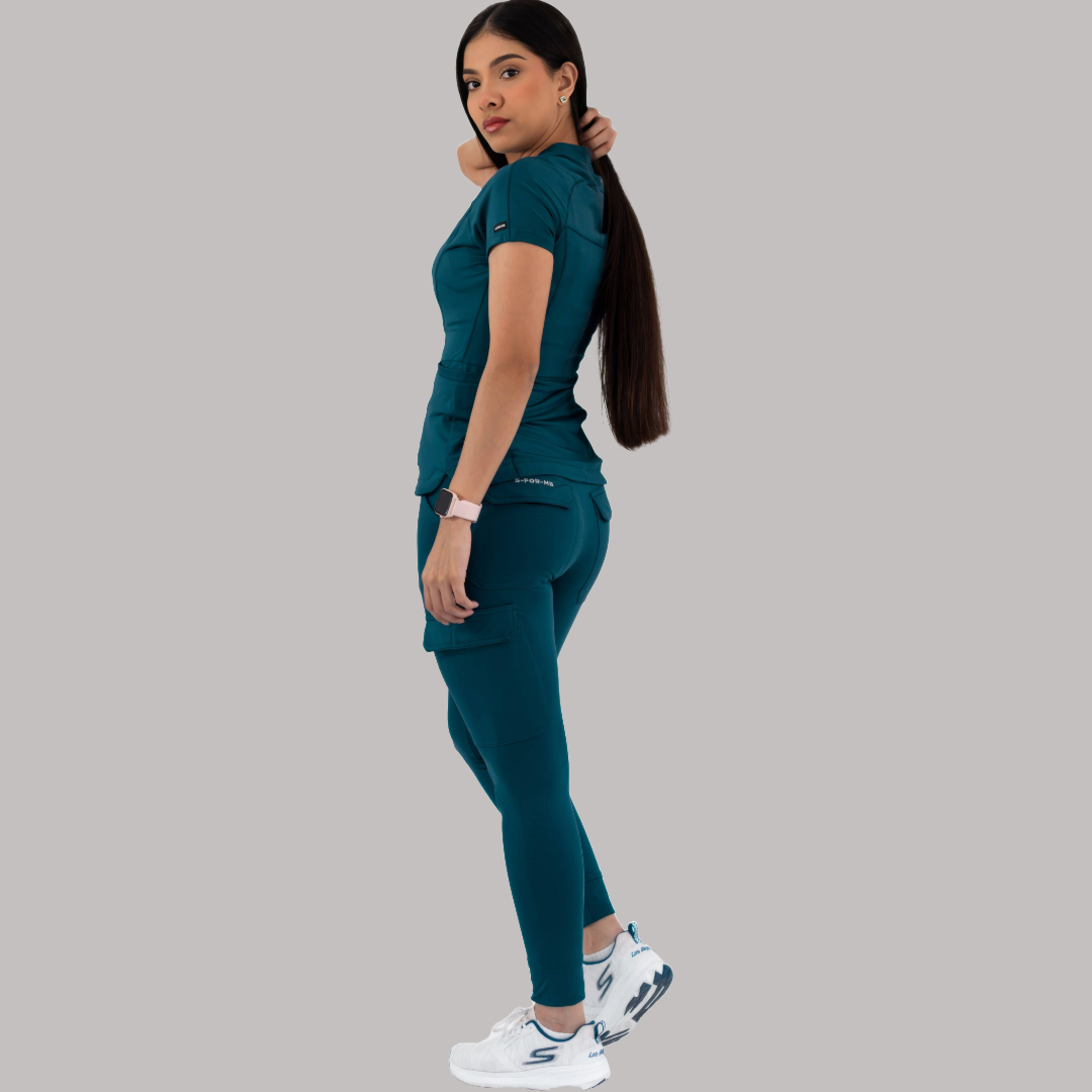 Filipina Quirúrgica Super Stretch Azul Caribe Mujer, Scrubs 905