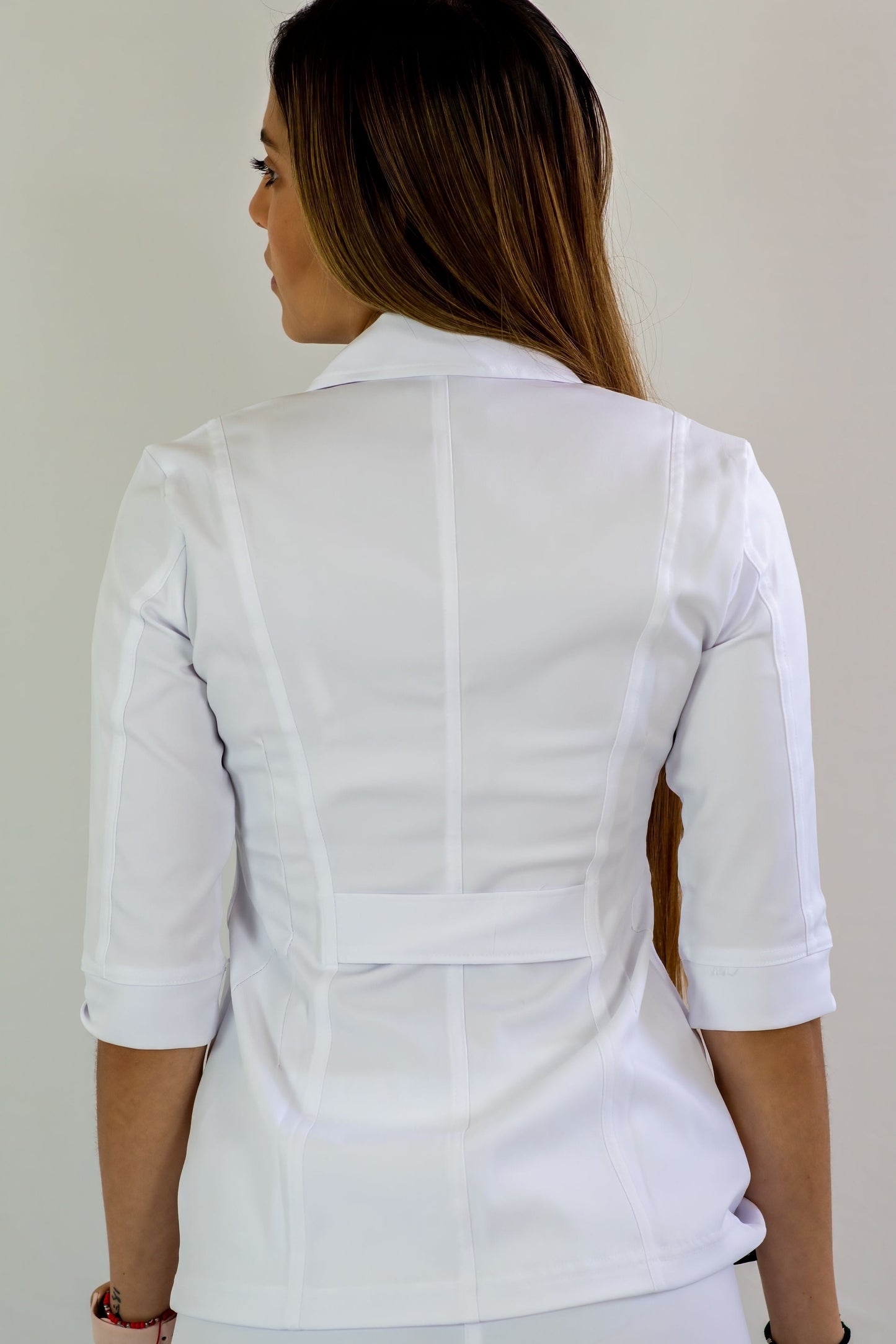 Filipina Stretch Pure White Cuello Sport Manga 3/4 Dama, Antifluido