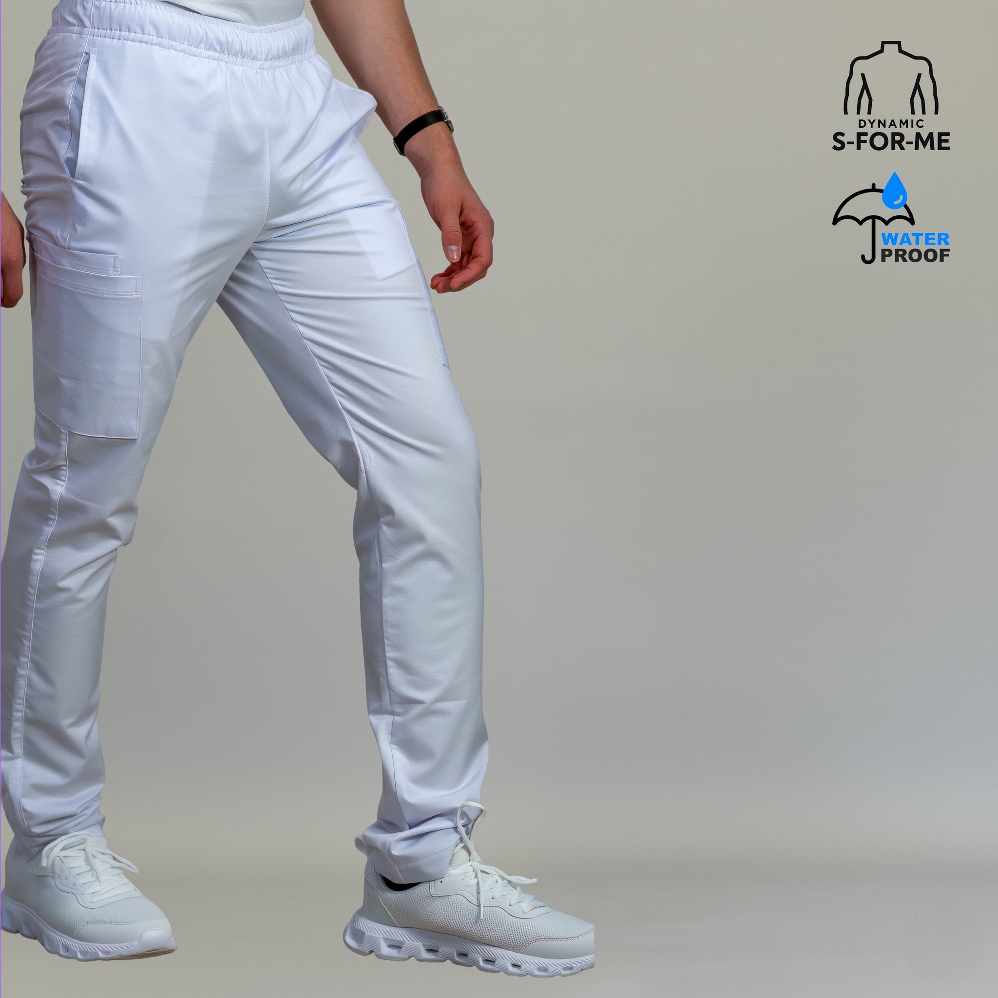 Pantalon Hombre Alviero Stretch Antifluido Blanco 5 bolsas