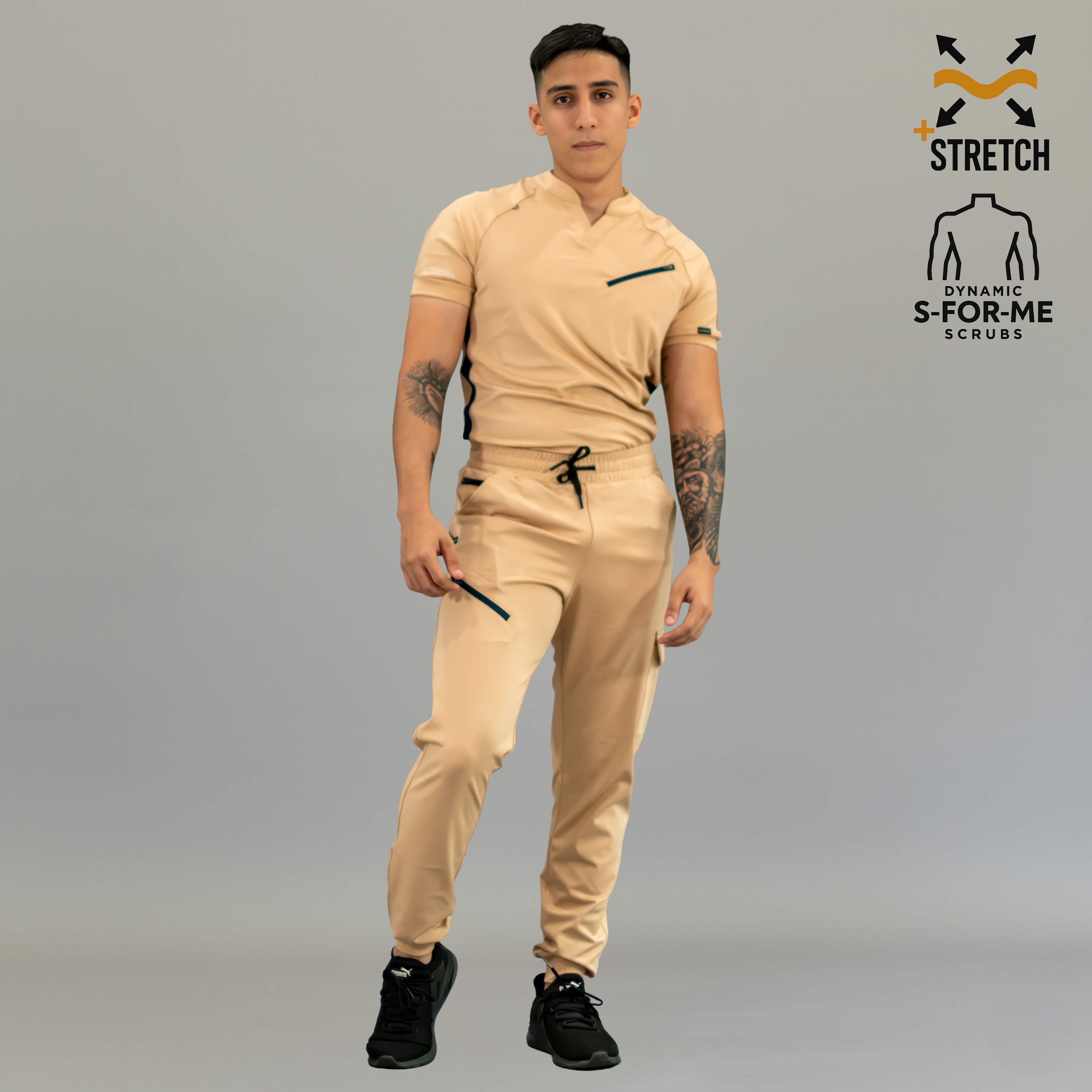 Conjunto Quirúrgico Hombre · Scrubs 905 Super Stretch · Beige