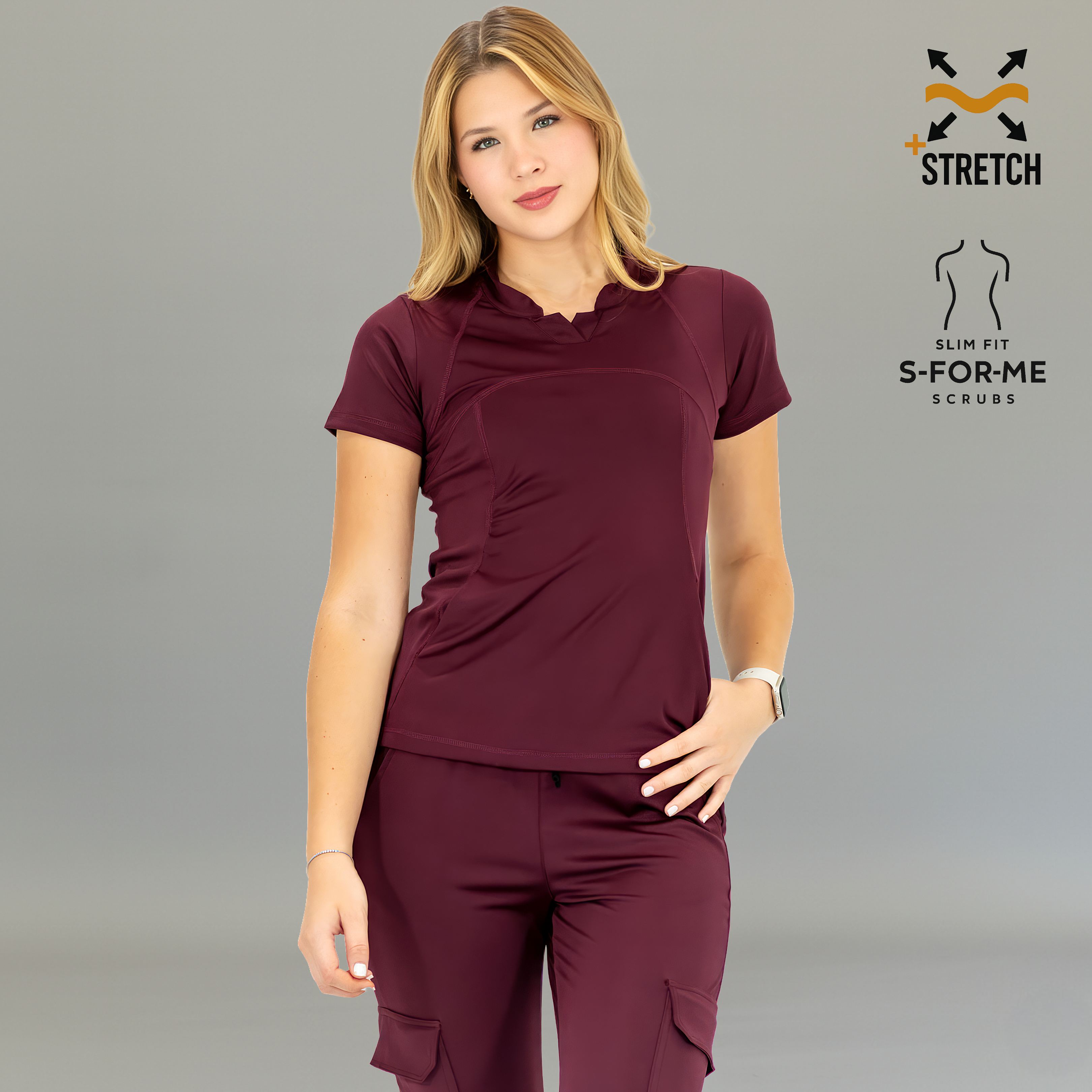 Conjunto Quirúrgico Color Vino para Mujer – Estilo 910 | Super Stretch Slim Fit