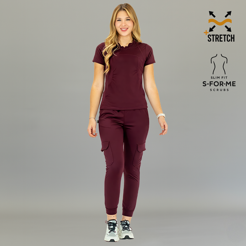 Conjunto Quirúrgico Color Vino para Mujer – Estilo 910 | Super Stretch Slim Fit