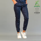 jogger bamboo mujer 511 azul marino detalle puño tobillo Sandel Medica
