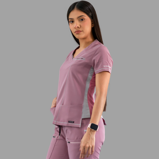 Filipina Quirúrgica Est. 301 Palo de Rosa/Gris/Rosa Mujer, Scrubs Antifluido