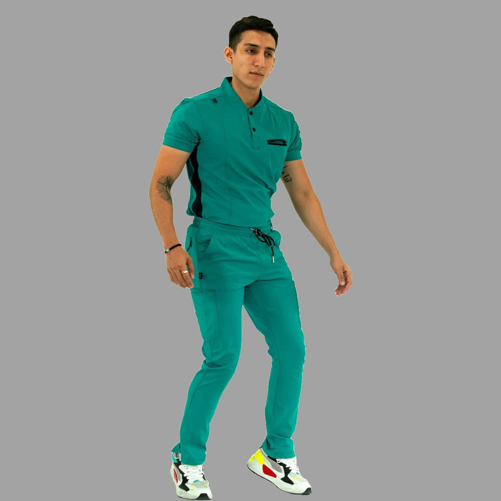 Men's Top 930 Teal Green - Navy Super Stretch, Scrubs 930