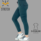 Jogger quirúrgico azul petróleo mujer Estilo 910 vista trasera super stretch