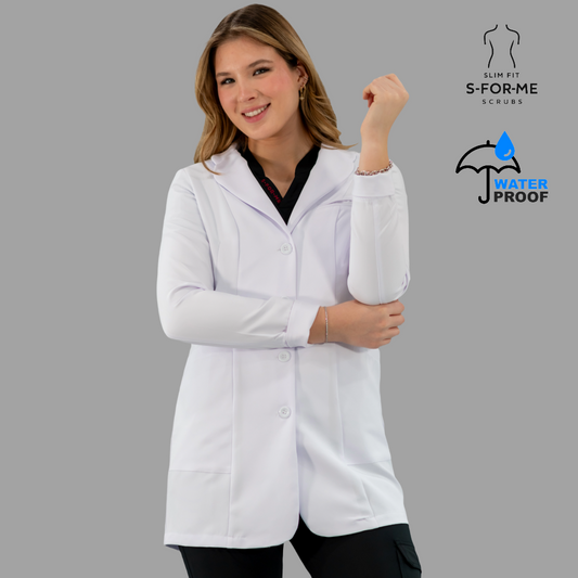 Bata Médica Stretch Blanca Dama, Antifluido Alviero
