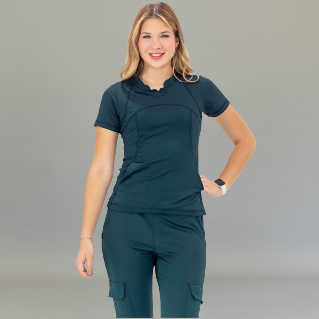Filipina Quirúrgica Mujer Est. 910 | Azul Petróleo Super Stretch