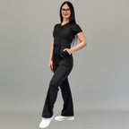 Jumpsuit Quirúrgico Mujer Estilo 945 Negro Super Stretch Manga Corta