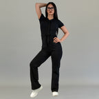 Jumpsuit Quirúrgico Mujer Estilo 945 Negro Super Stretch Manga Corta