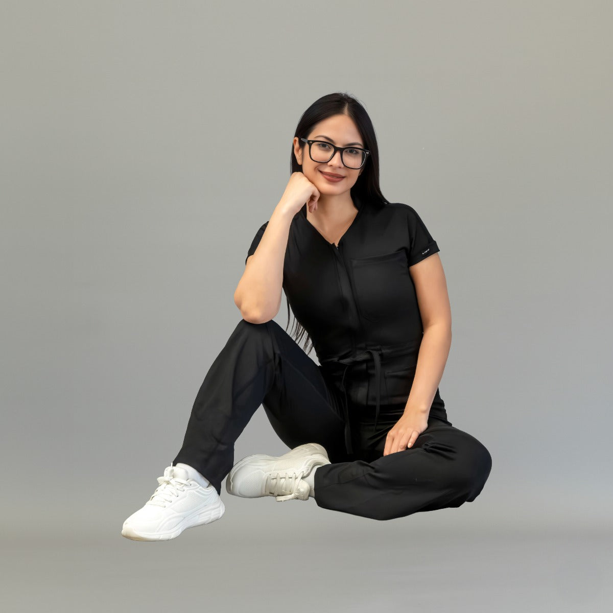 Jumpsuit Quirúrgico Mujer Estilo 945 Negro Super Stretch Manga Corta