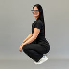 Jumpsuit Quirúrgico Mujer Estilo 945 Negro Super Stretch Manga Corta