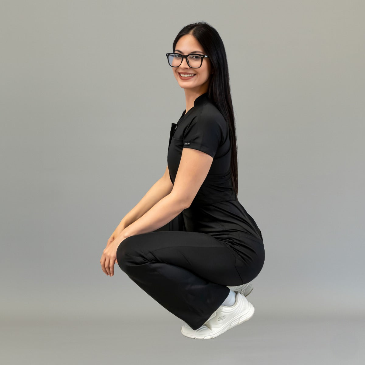 Jumpsuit Quirúrgico Mujer Estilo 945 Negro Super Stretch Manga Corta