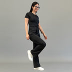 Jumpsuit Quirúrgico Mujer Estilo 945 Negro Super Stretch Manga Corta