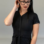 Jumpsuit Quirúrgico Mujer Estilo 945 Negro Super Stretch Manga Corta