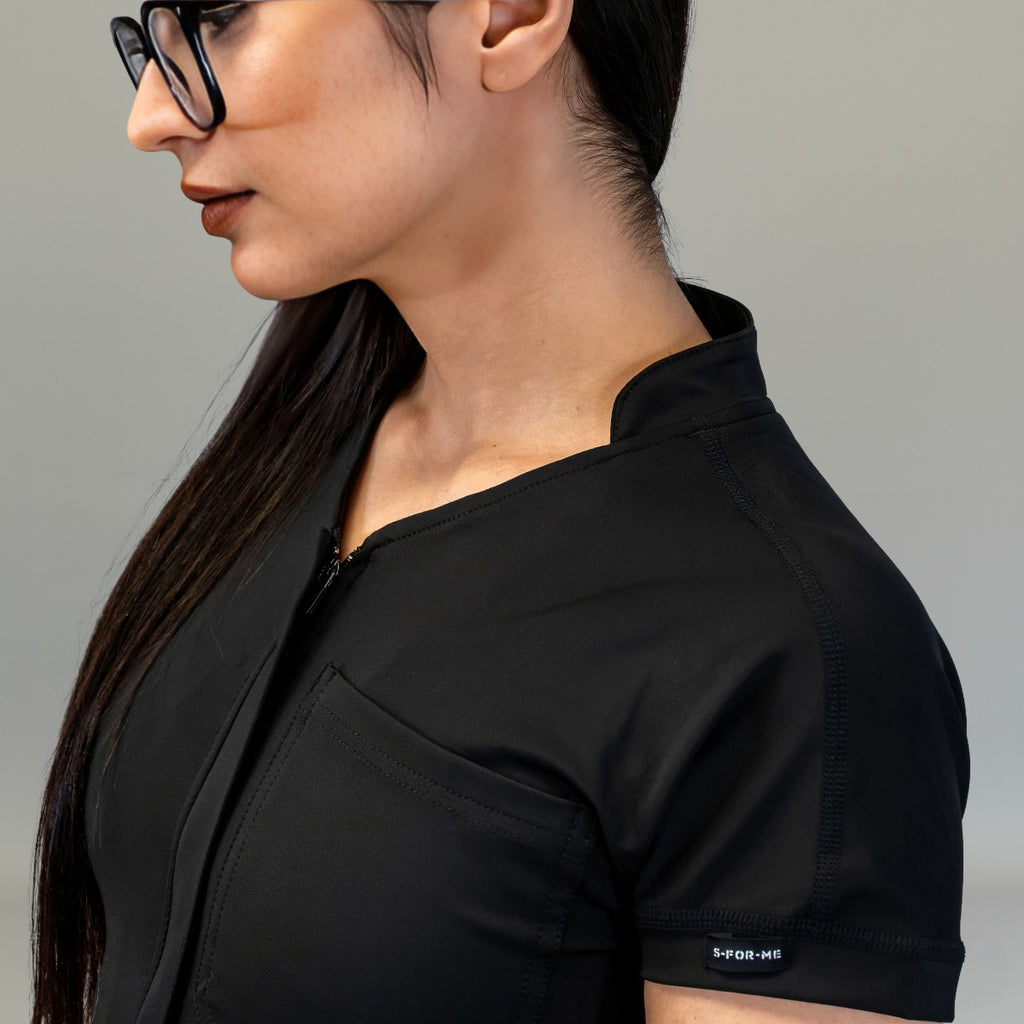 Jumpsuit Quirúrgico Mujer Estilo 945 Negro Super Stretch Manga Corta