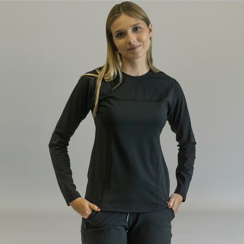 Blusa Interior Mujer Manga Larga | Negro Súper Stretch
