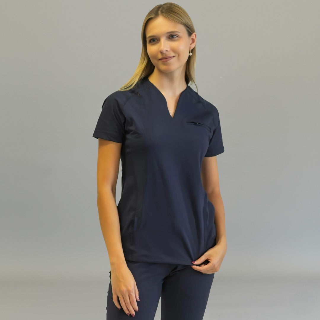 filipina quirurgica azul marino mujer 915 super stretch frente Sandel Medica