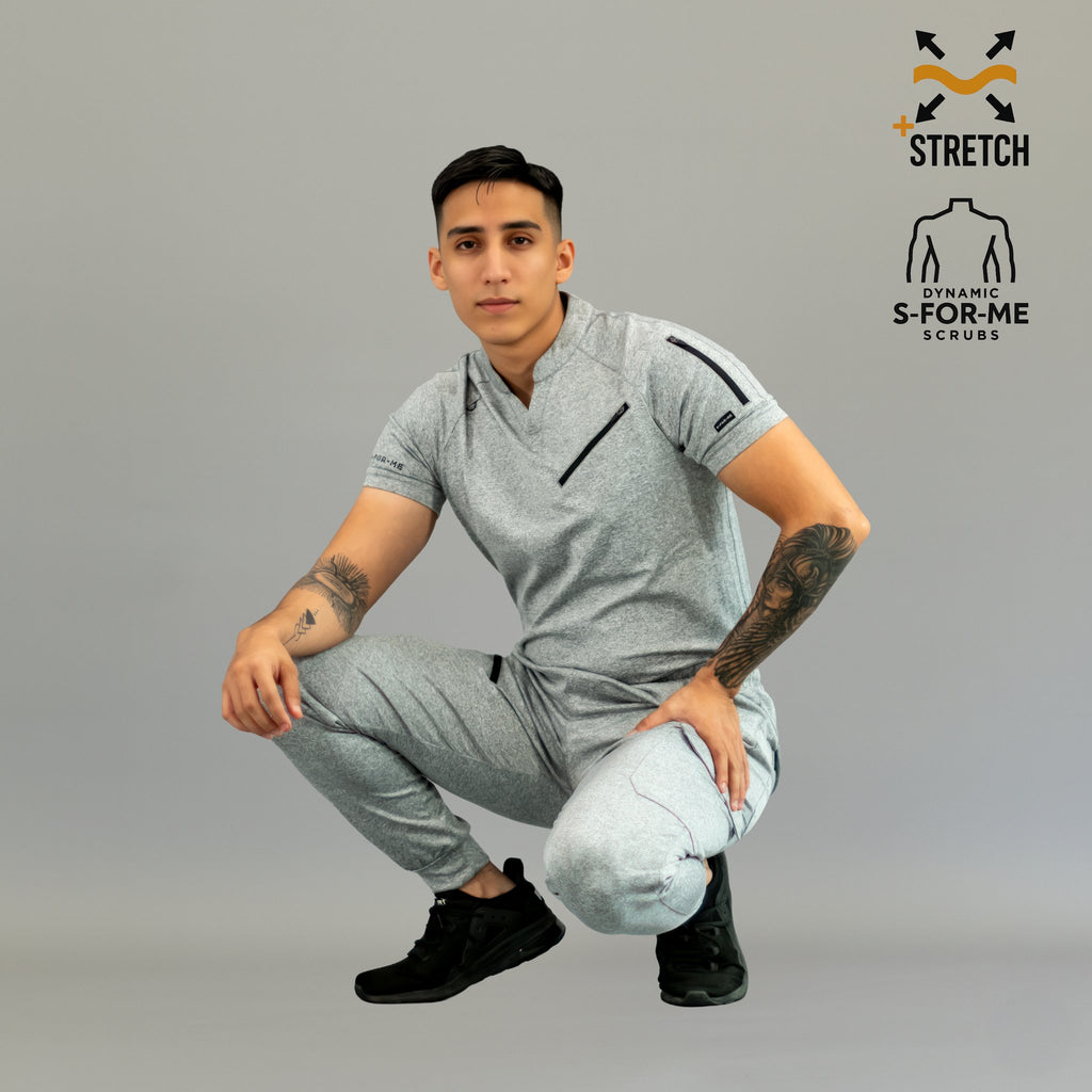 Filipina Quirúrgica Super Stretch Gris Jaspeado Hombre, Scrubs 905
