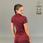 Detalle de cuello redondo filipina quirurgica vino mujer Super Stretch Estilo 910