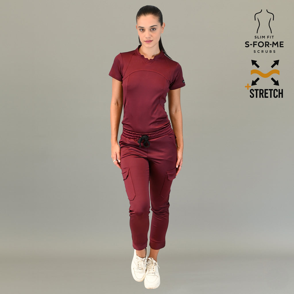 Pantalon quirurgico jogger vino para enfermera o doctora Estilo 910 Sandel Medica