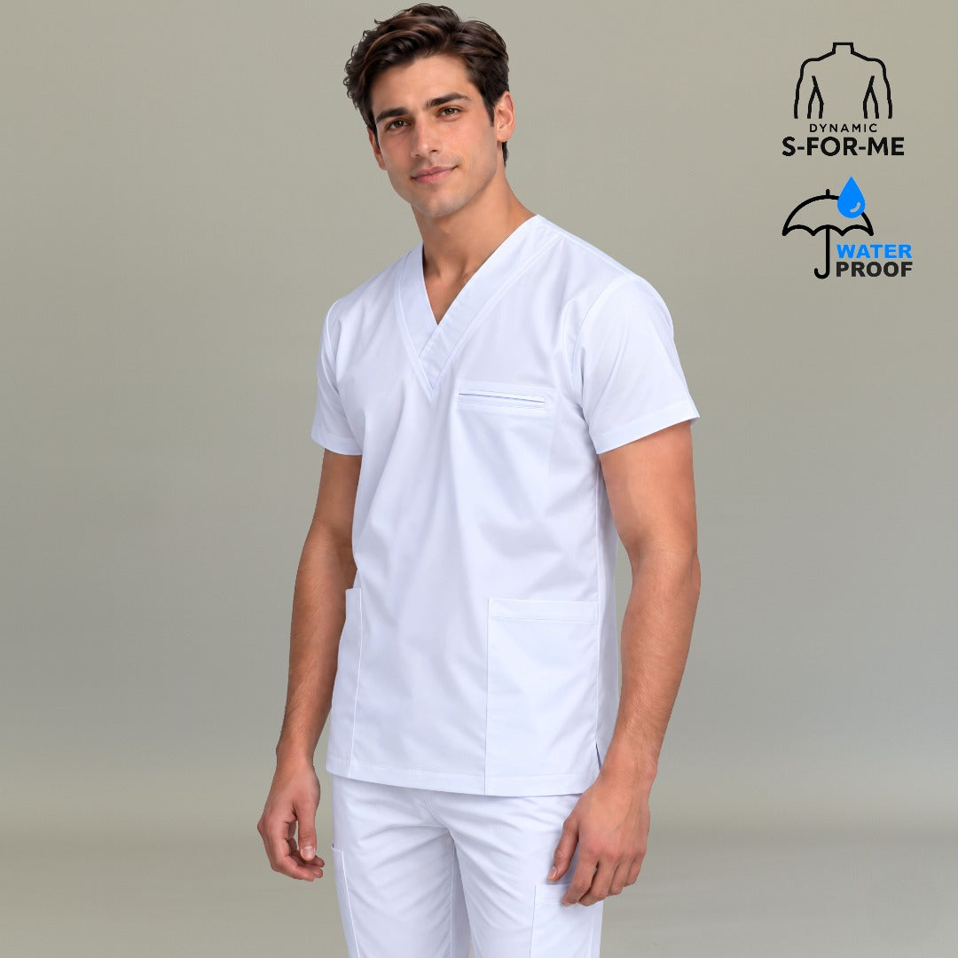 Filipina Quirúrgica 501 universal licra Hombre Blanca Cuello V