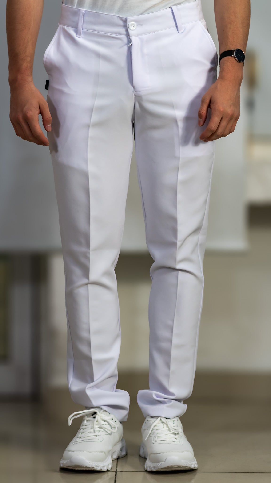 Pantalon Pretina Pure White Caballero Blanco Antifluido