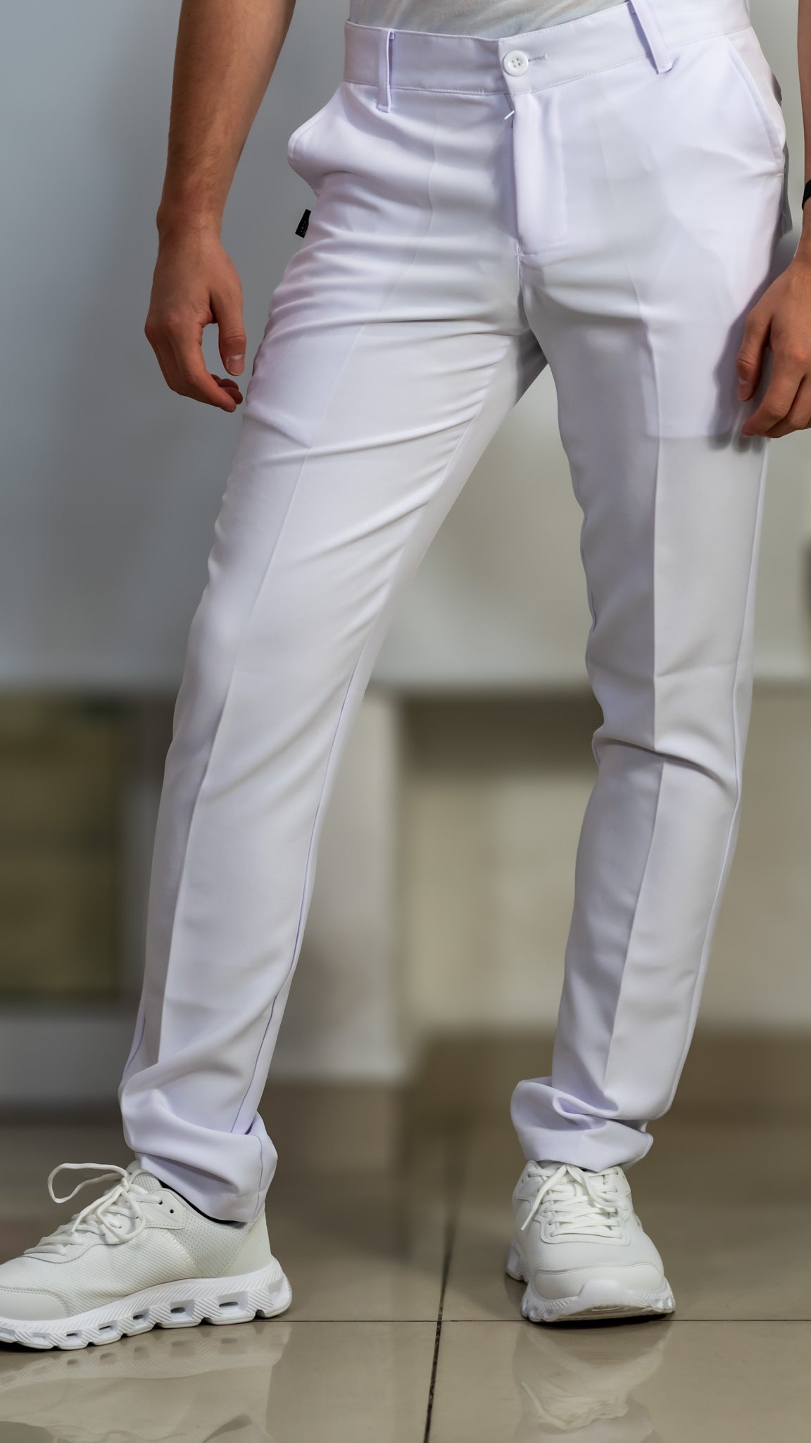 Pantalon Pretina Pure White Caballero Blanco Antifluido