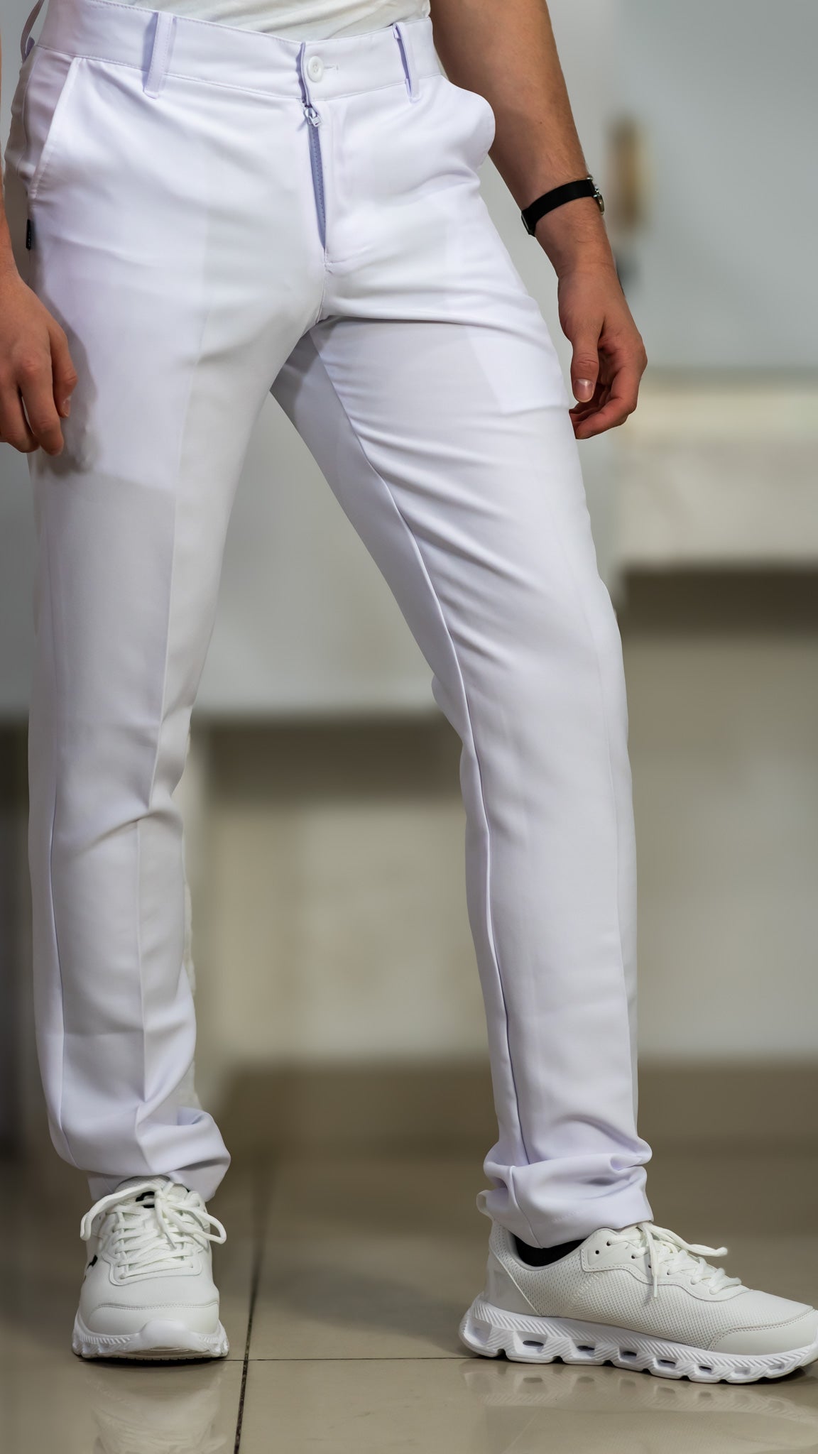 Pantalon Pretina Pure White Caballero Blanco Antifluido