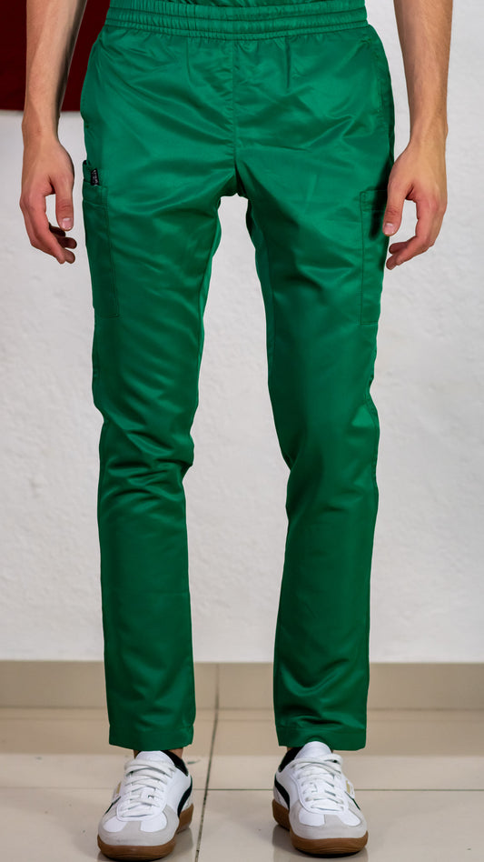 Pantalón Quirúrgica Verde Bandera Microfibra Hombre.