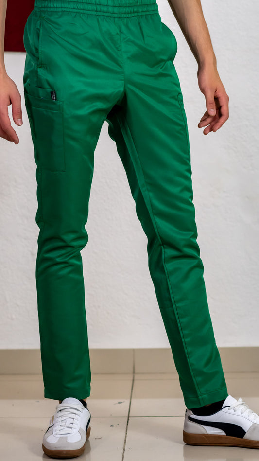 Pantalón Quirúrgica Verde Bandera Microfibra Hombre.