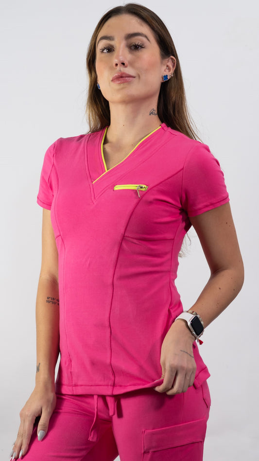 Filipina Quirúrgica 501 Scrubs 100% Algodón Super Stretch Fiusha vivos lima (Uniformes Médicos)