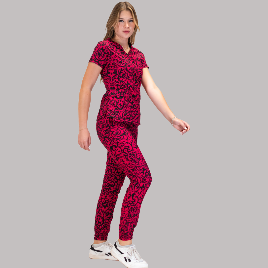 Filipina Dama Estamapado Fiusha/Negro, Scrubs 600