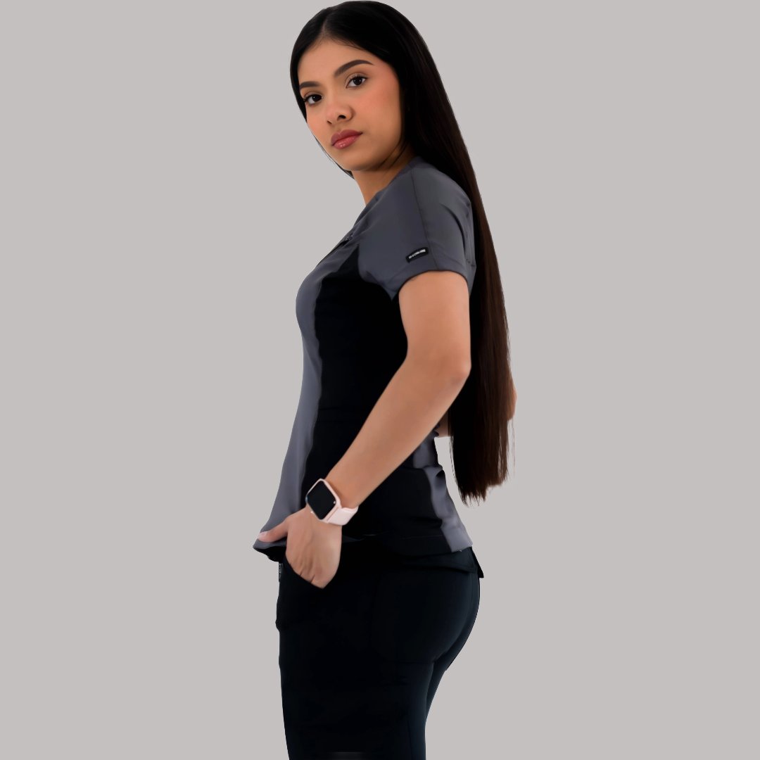 Filipina Médica 905 Oxford Gris/Negro Super Stretch para Mujer
