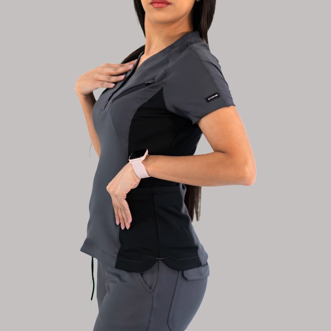 Filipina Médica 905 Oxford Gris/Negro Super Stretch para Mujer