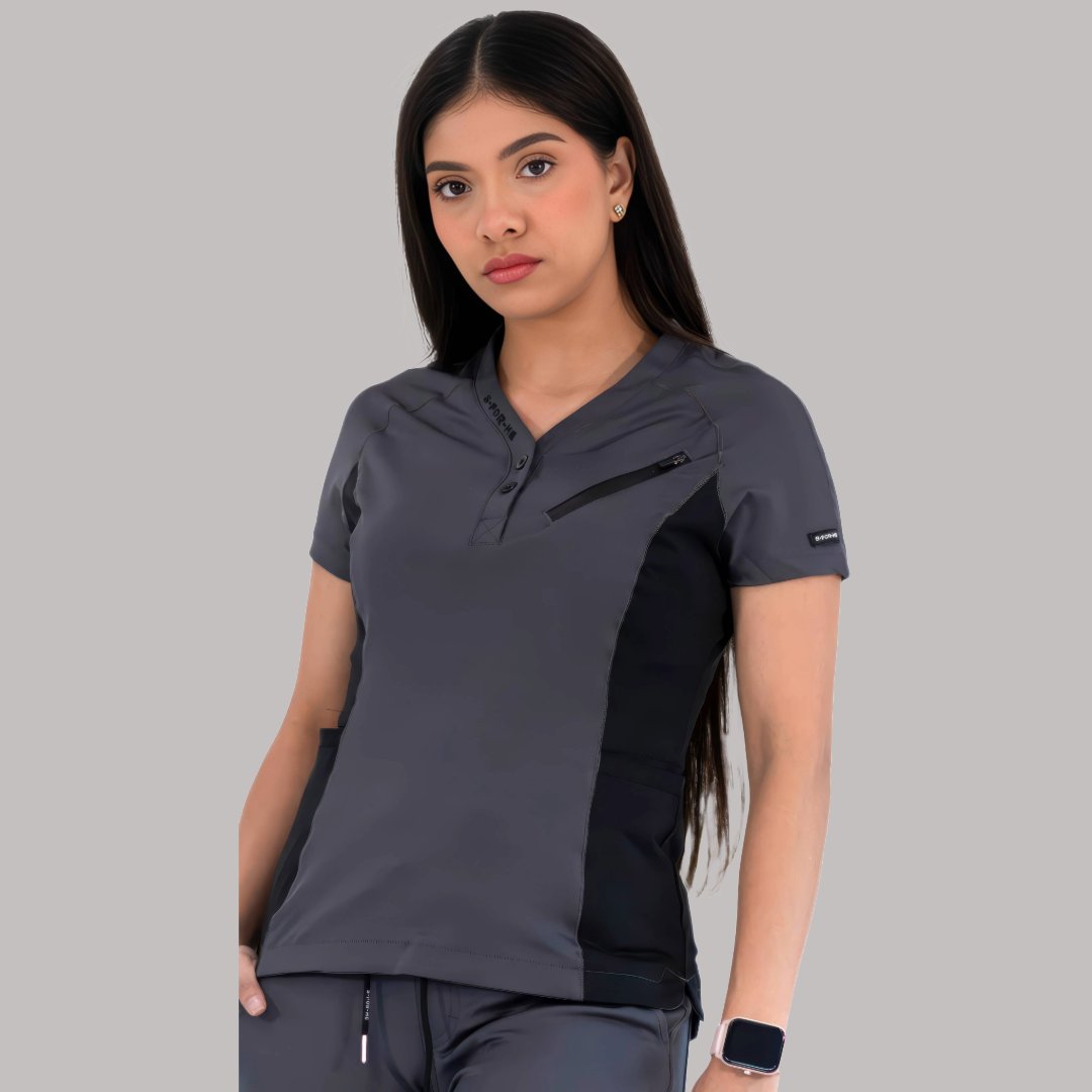 Filipina Médica 905 Oxford Gris/Negro Super Stretch para Mujer