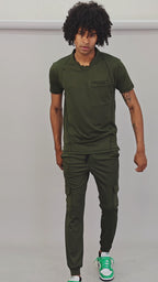 Filipina Quirurgica Hombre Verde Olivo Super Stretch, Scrubs Est. 910