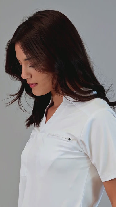 Women's White Scrub Top 511 | Butter-Soft 4-Way Stretch