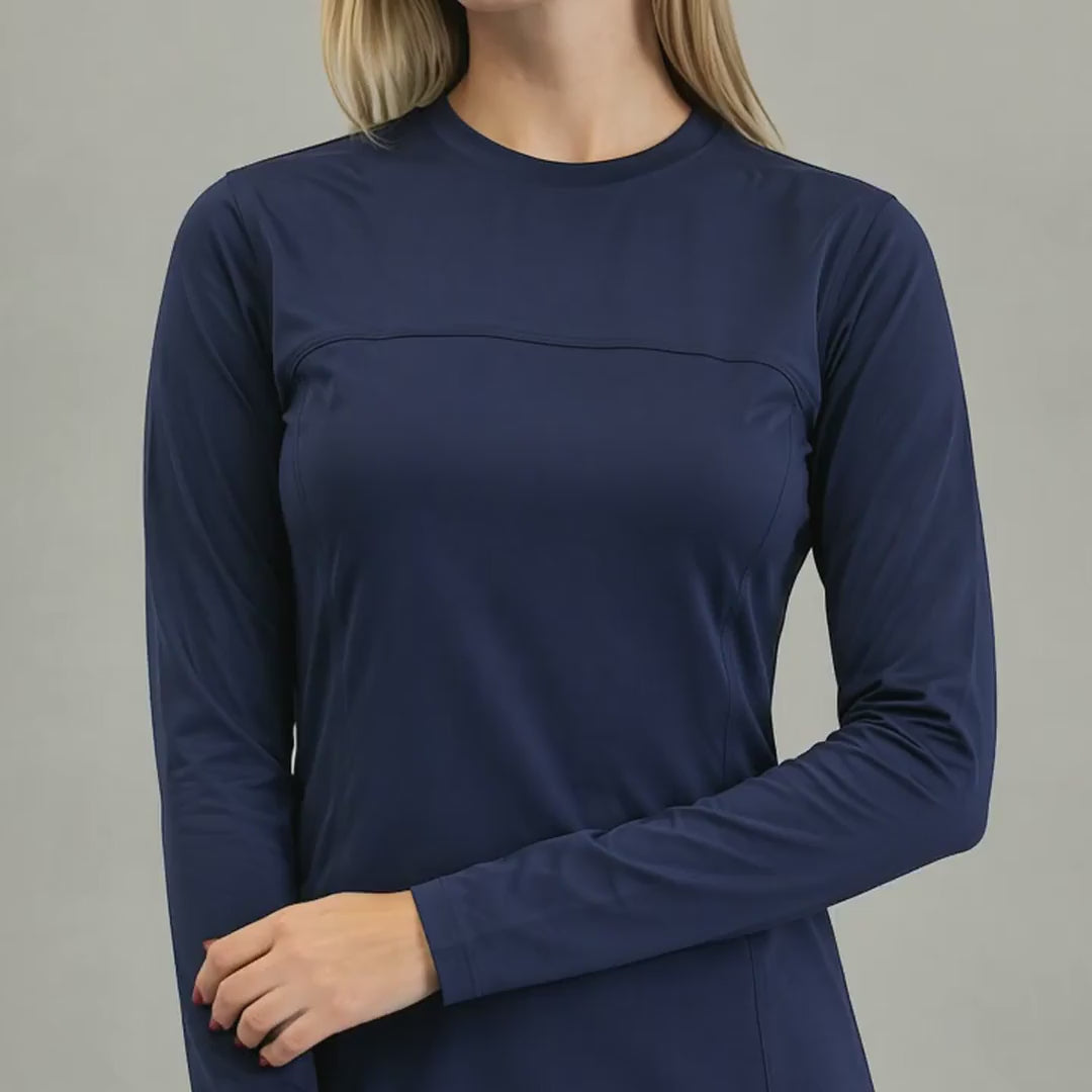 Blusa Interior Mujer Manga Larga | Azul Marino Súper Stretch