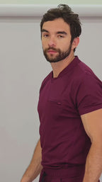 Pantalón Est. 910 Dobladillo Quirúrgico Hombre Vino Super Stretch, Scrubs 910