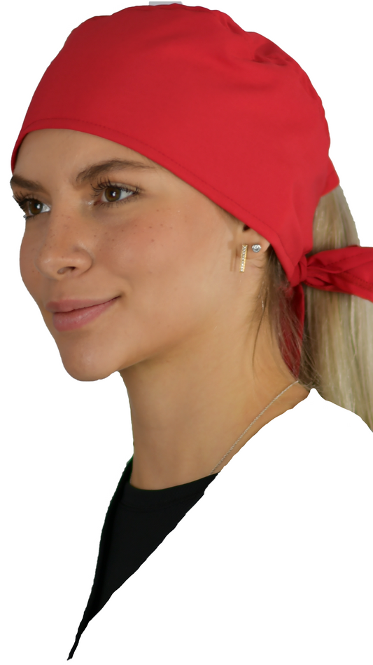 Red Four Ways Unisex Stretch Surgical Cap